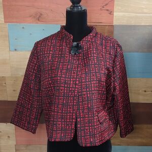 Ruby Rd. Black and Red Patterned Blazer